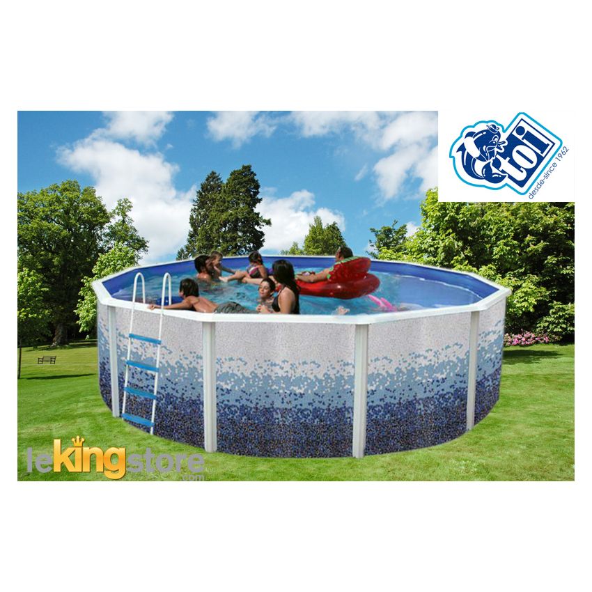 Piscine Ronde TRENCADIS Acier Décoration Mosaïque 640 x 120 cm