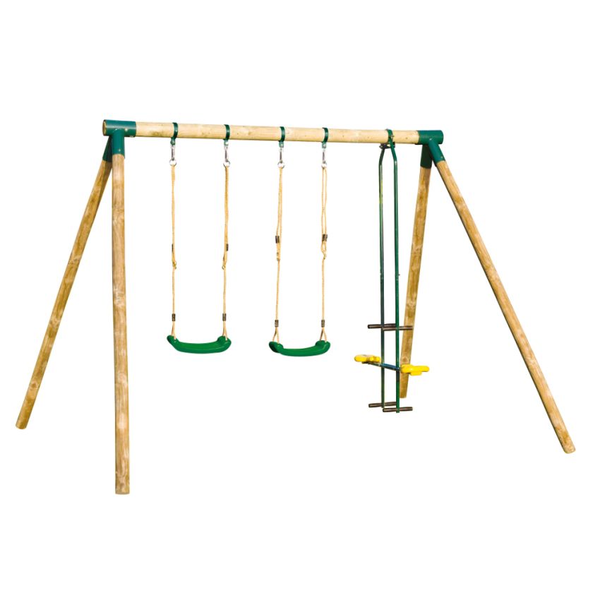 Portique en Bois APACHE 2 balançoires + 1 vis-a-vis L315xP260