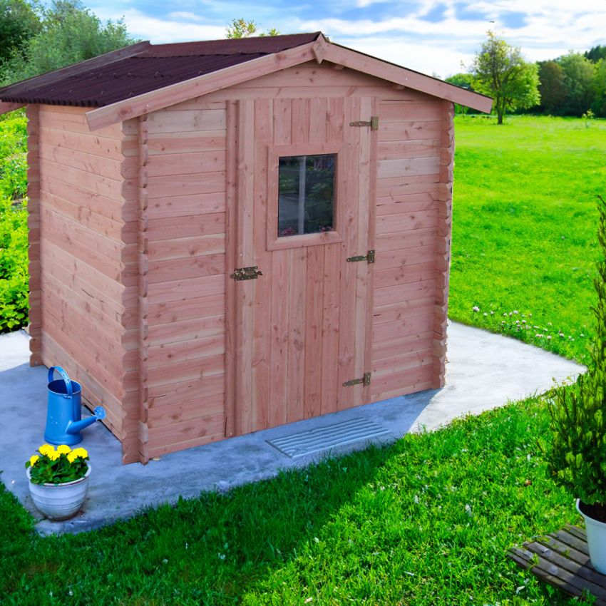 Abri de jardin en bois Douglas massif 3.24m² 210x204cm