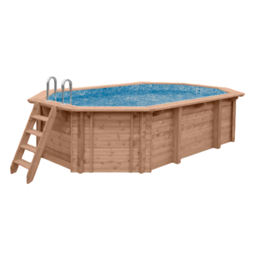 Piscine bois Allongée UBBINK PREMIUM 550x355x120cm Liner Relief 3D