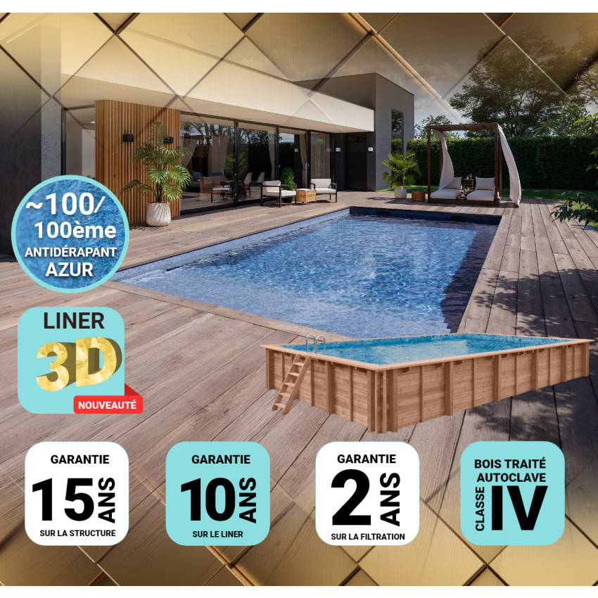 Piscine bois UBBINK PREMIUM 1100x500x140 Liner Relief 3D