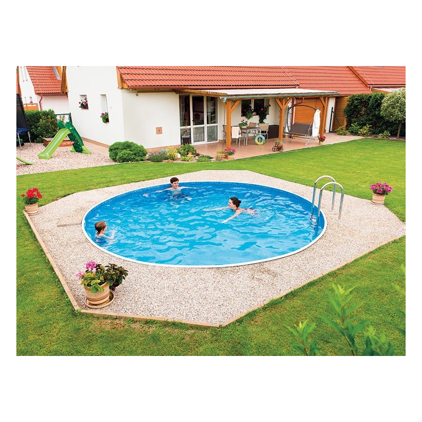 Piscine Acier Azuro ⌀460x120cm Gris/Blanc