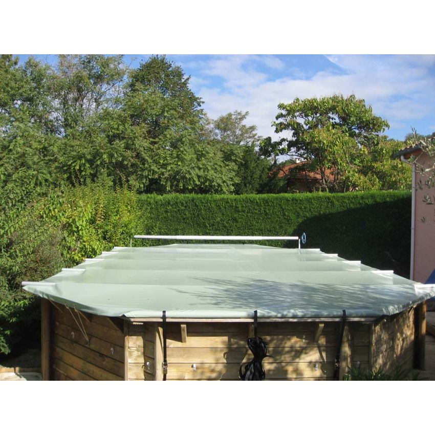Bâche à barres pour piscine octogonale allongée 490x300 cm