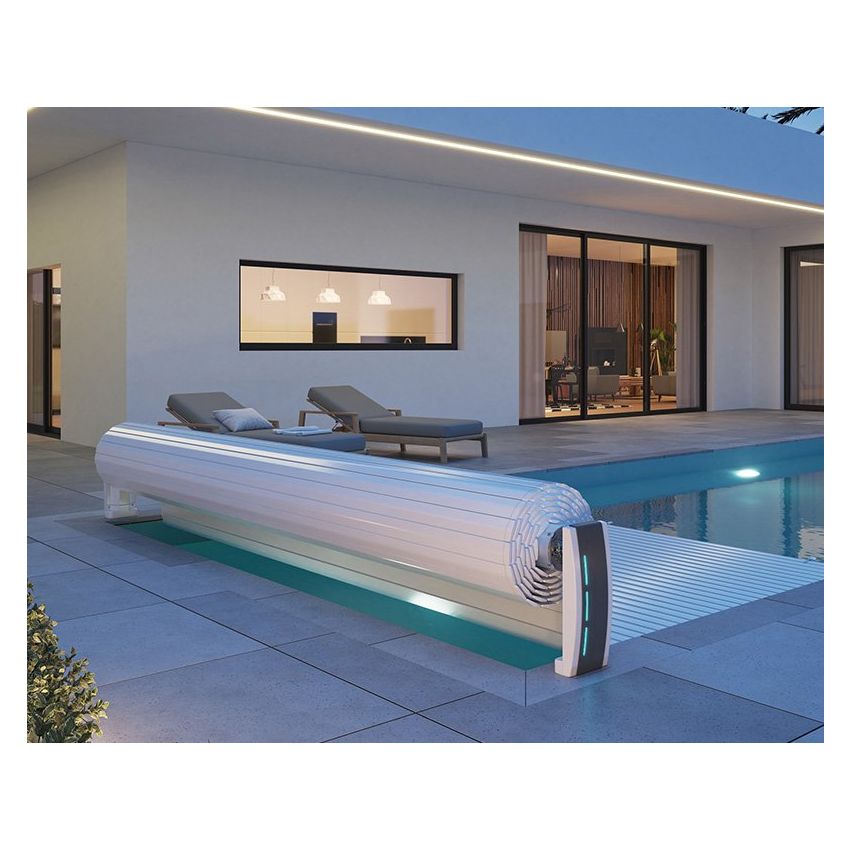 Volet roulant Hors sol électrique BALI pour piscine octogonale allongée 610x400 cm
