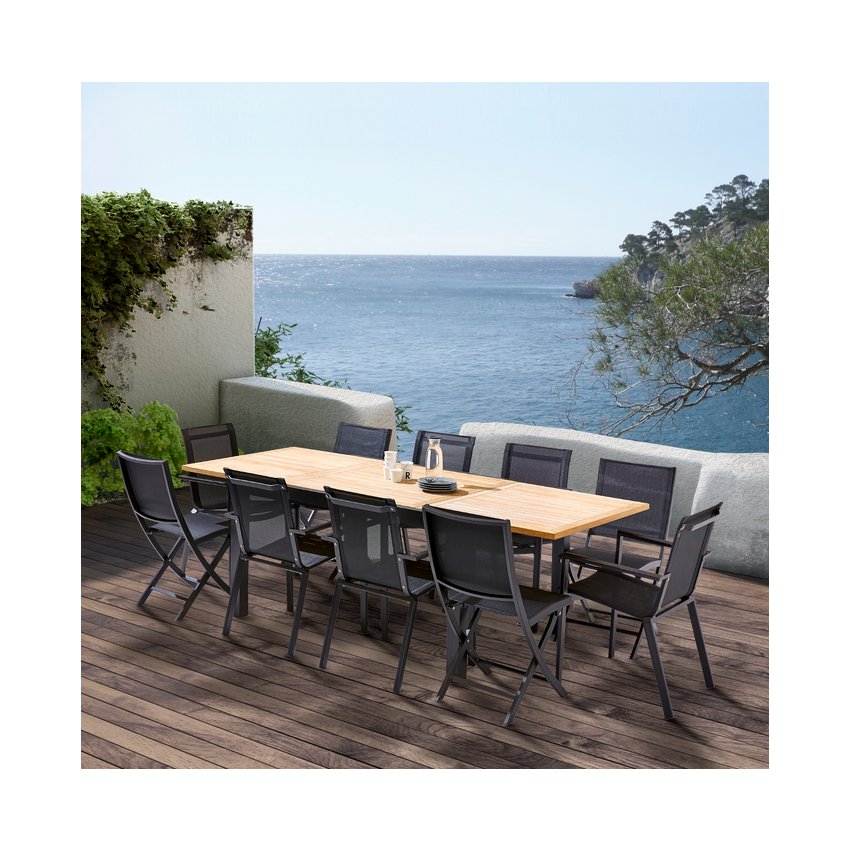 Ensemble de jardin Bali Teck noir 6/10 places
