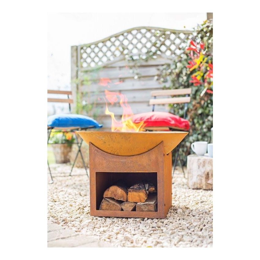 Brasero BOMBAY Rond Aspect Oxydée Ø56x40cm