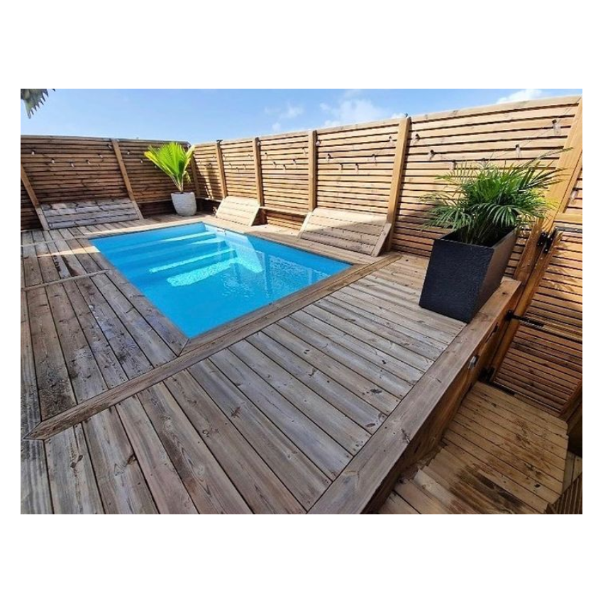 Piscine Bois Luxe Rectangulaire avec Escalier 420x320x145cm