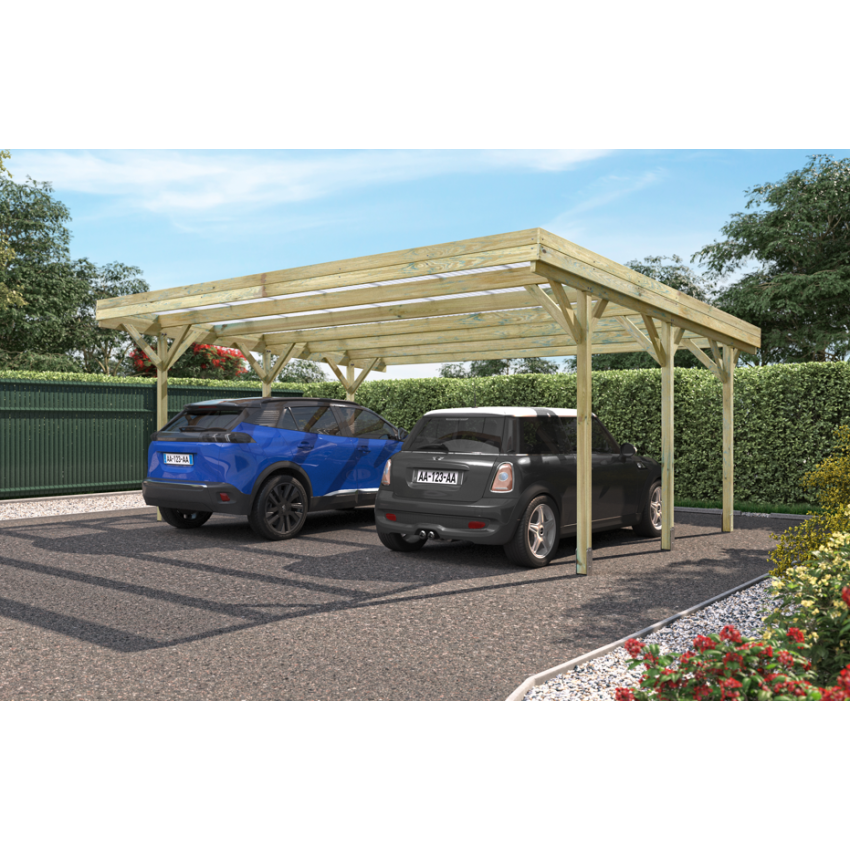 Carport Double Bois Autoclavé JEAN 31m2