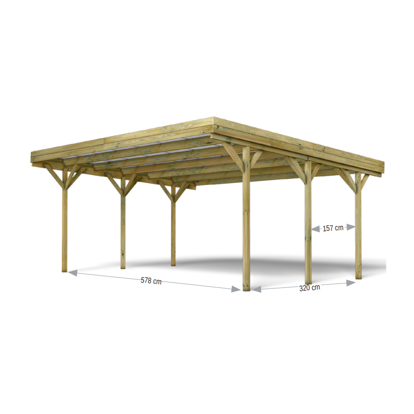 Carport Double Bois Autoclavé JEAN 31m2