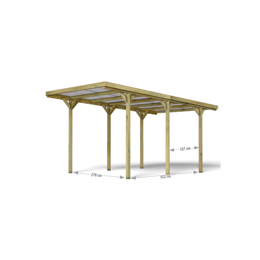 Carport Bois Autoclavé JEAN 15.6m2
