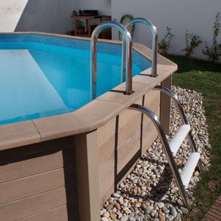 Kit Piscine Béton Aspect Bois Allongé 635x472x130cm