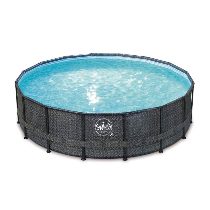 Piscine Tubulaire Ronde aspect Osier foncé ⌀549x132cm