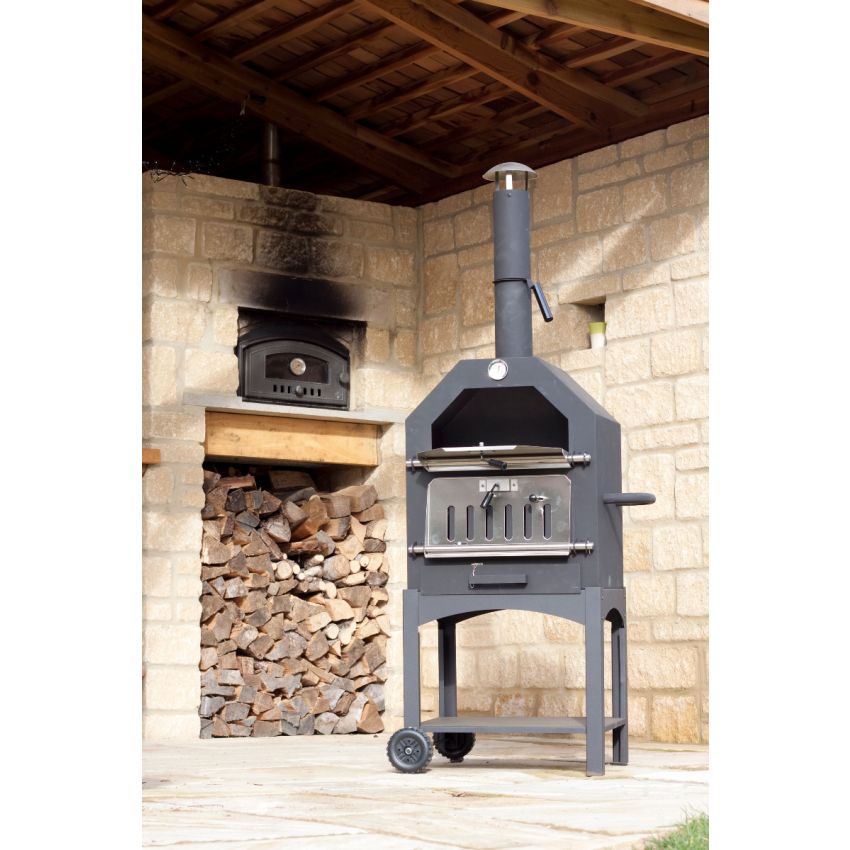 Four à pizza ITALIA Acier et Céramique Noir 50x37x160cm