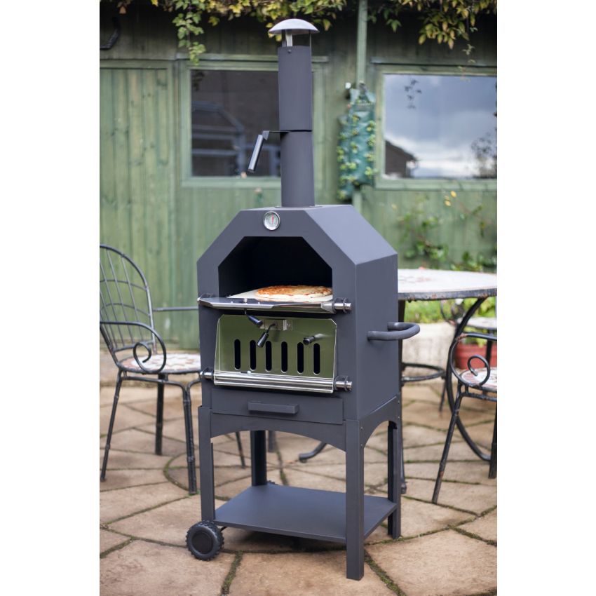 Four à pizza ITALIA Acier et Céramique Noir 50x37x160cm