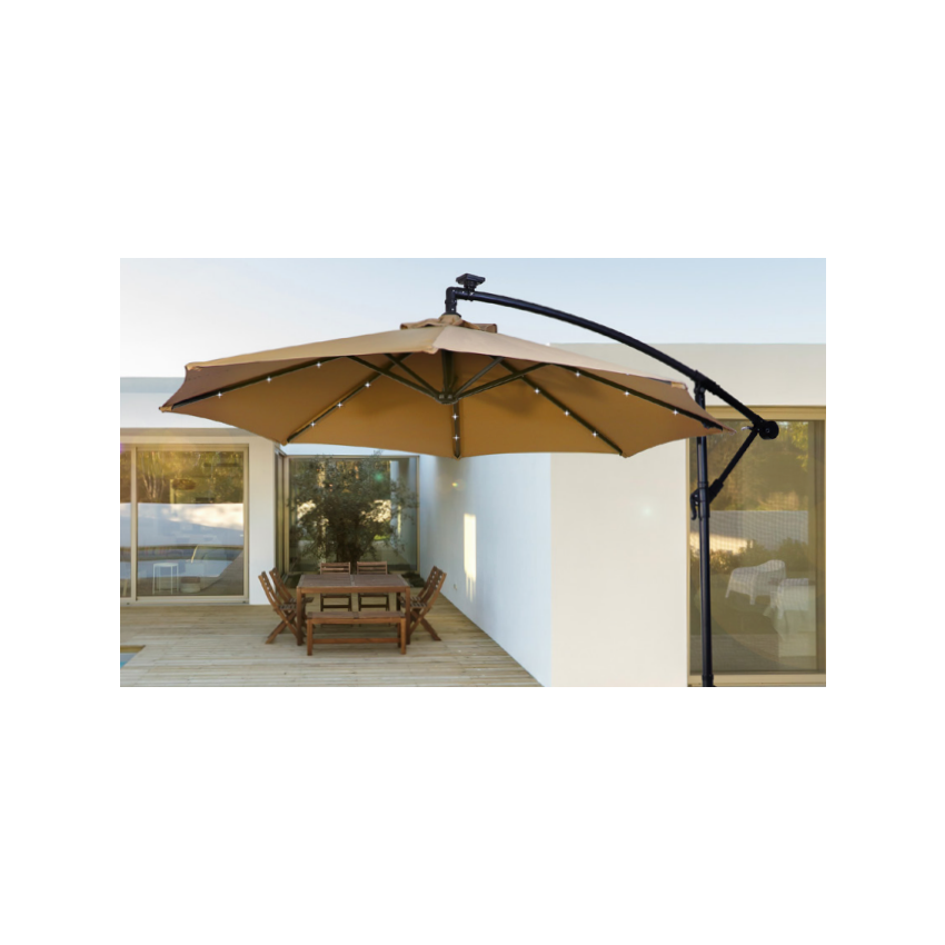 Parasol deporté Netspa avec base + LED solaire intégrées