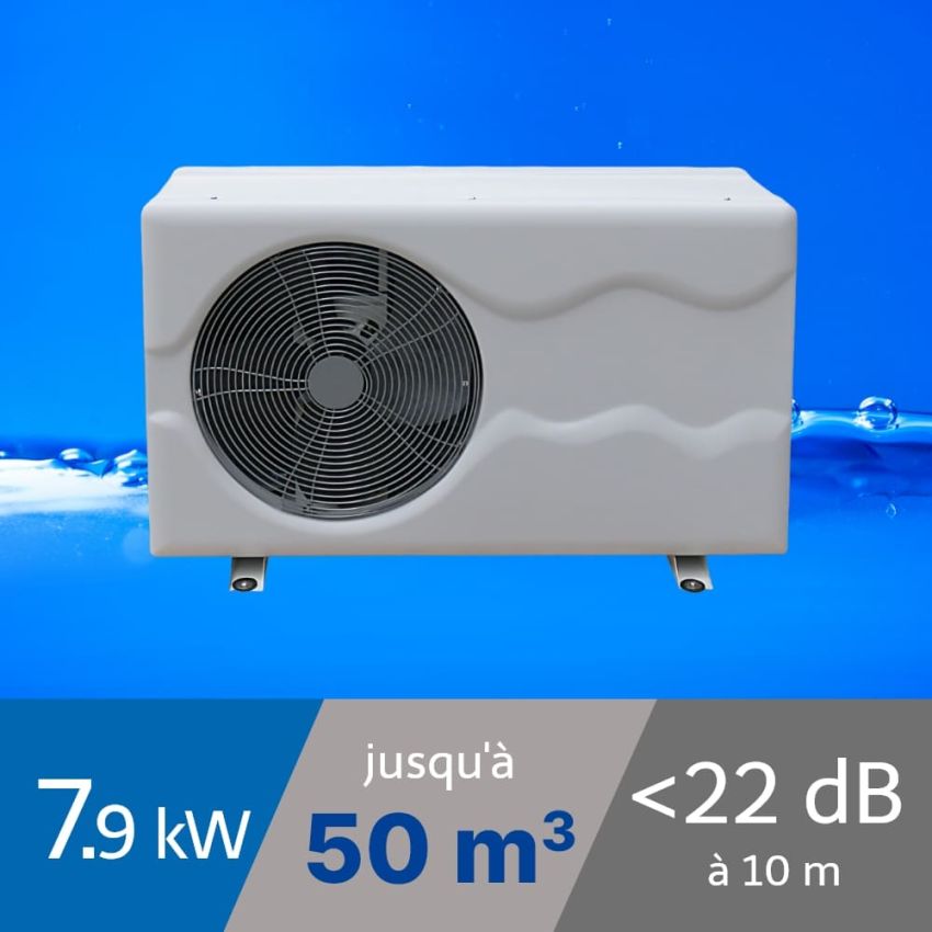 Pompe à chaleur Inverter 7.9 kW pour piscine de 40-50m3 + Bâche de protection