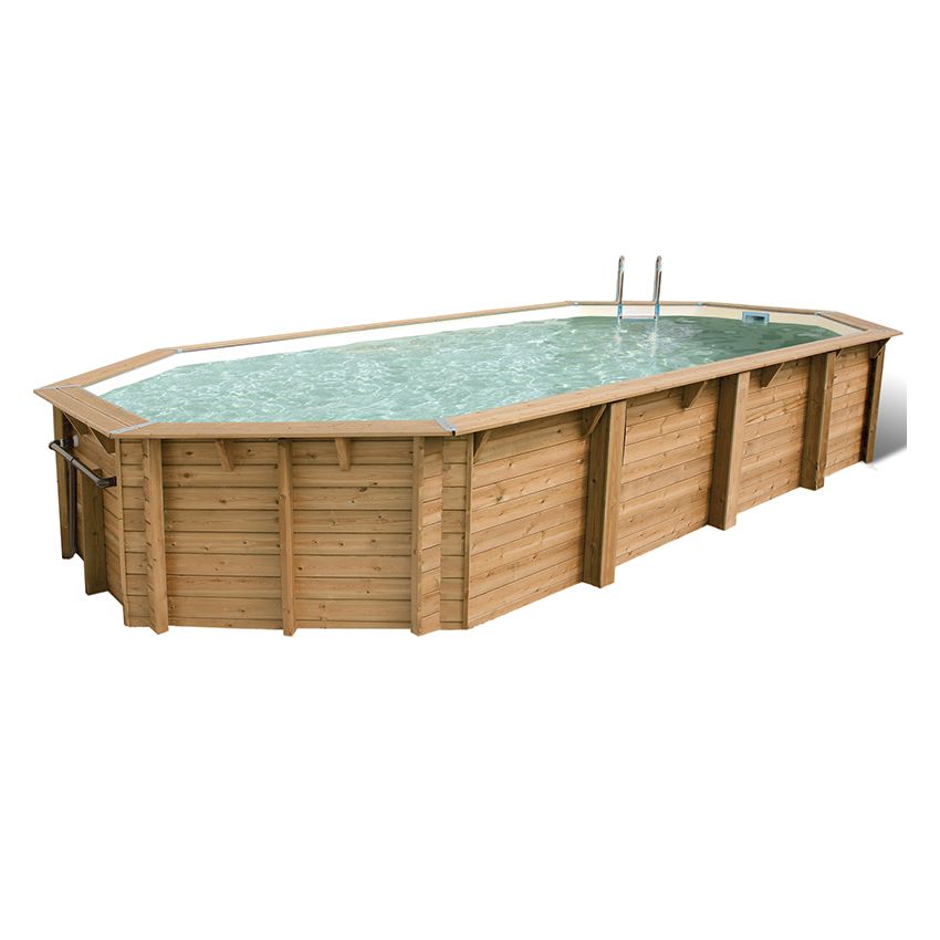 Piscine bois Allongée UBBINK SUPER TONGA 820x470x130cm Liner Bleu 