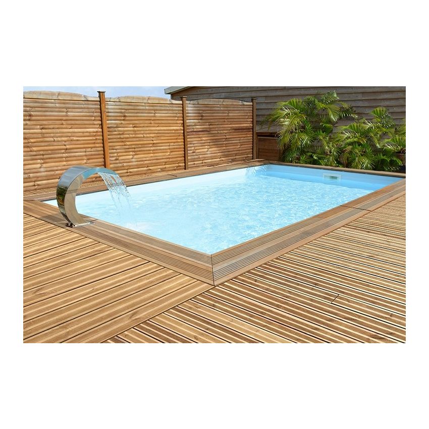 Piscine bois MAEVA Rectangulaire avec Escalier d'Angle 500x300x150cm  