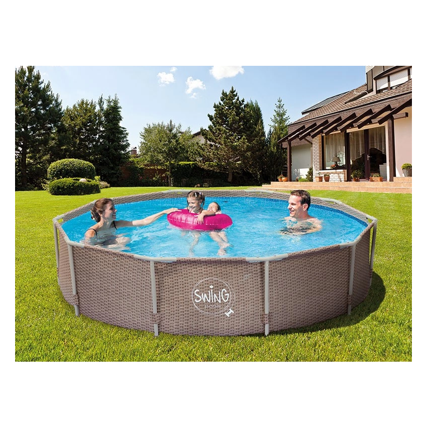 Piscine Tubulaire Ronde aspect Osier ⌀305x76cm 