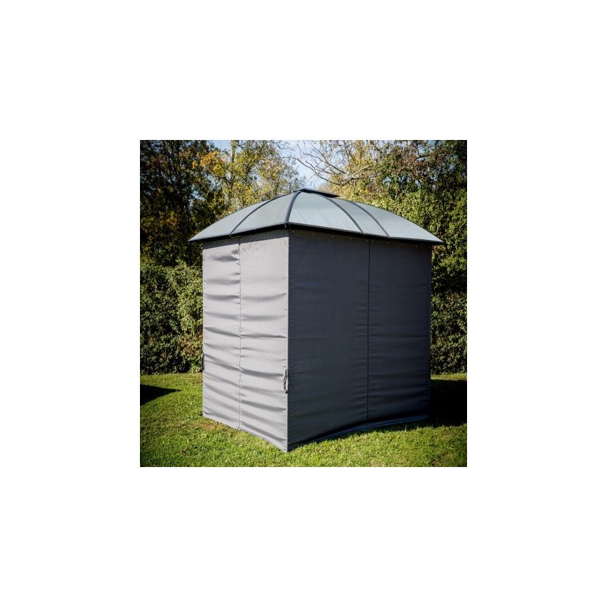 Pergola GLORIETTE Aluminium Anthracite  Rideaux + Toit 