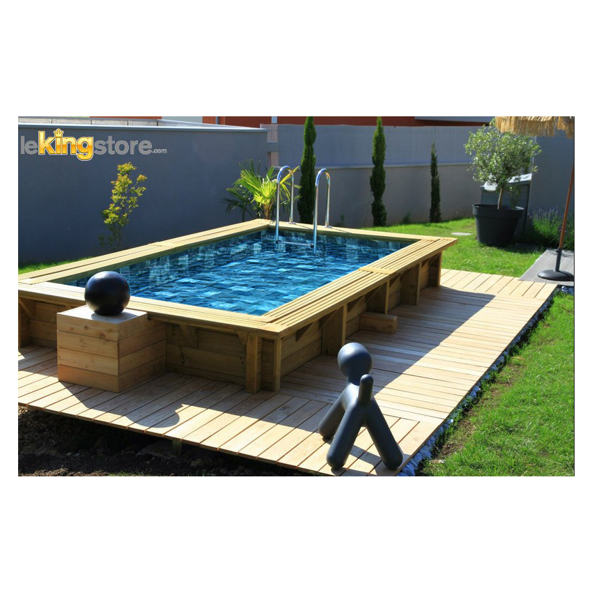 Piscine bois Rectangulaire Pierre de Bali 350x200x71cm 