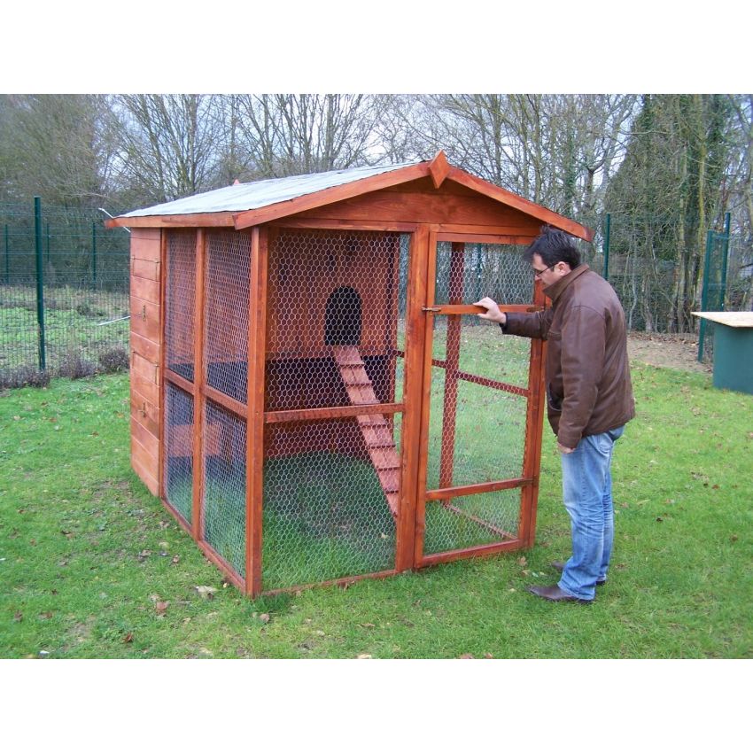 Poulailler en bois pour 6-10 poules 175x268x204cm 
