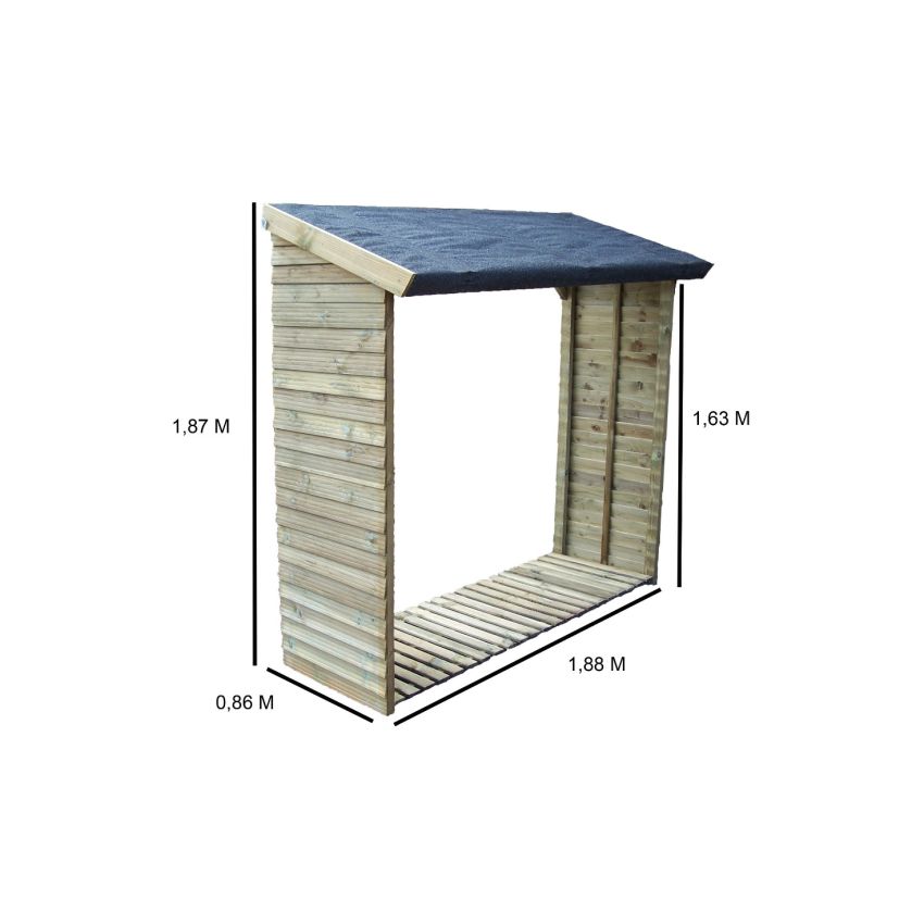 Abri Range Bûches Mural 188 x 86/65 x 187/163 cm