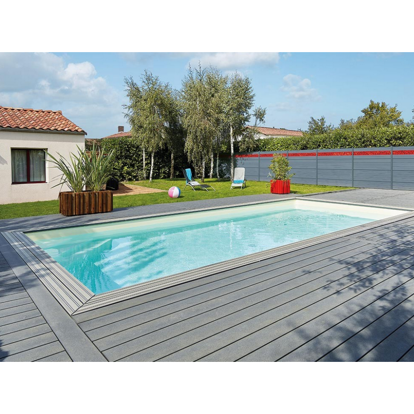 Piscine bois MAEVA Rectangulaire avec Escalier droit 800x400x150cm