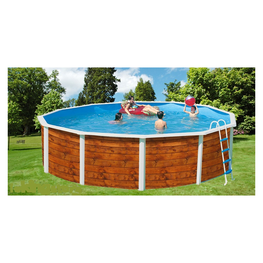 Piscine Ronde ETNICA  Acier Aspect Bois 640cm x  H 120cm