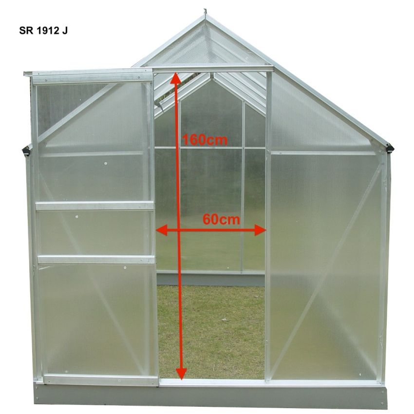 Serre de Jardin Structure Alu et Polycarbonate 2,39 m2 avec 1 fenêtre de toit