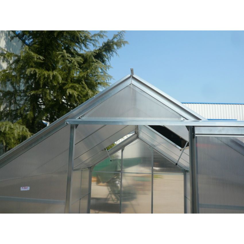 Serre de Jardin Alu et Polycarbonate 6,03 m2 avec Base et Fenêtre de toit