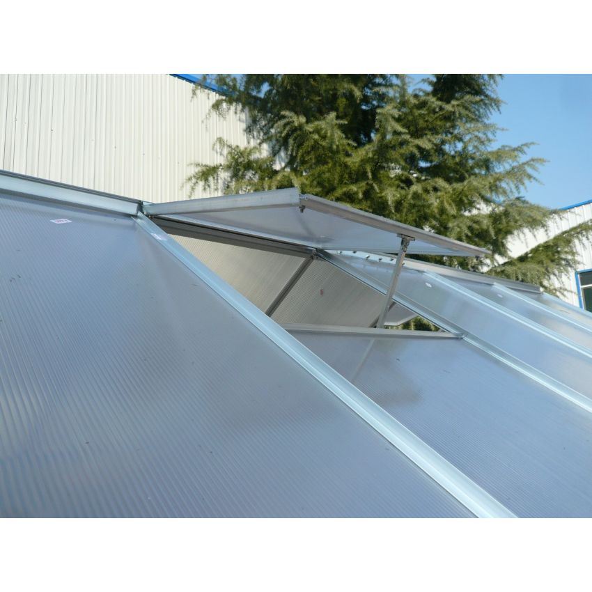 Serre de Jardin Alu et Polycarbonate 6,03 m2 avec Base et Fenêtre de toit