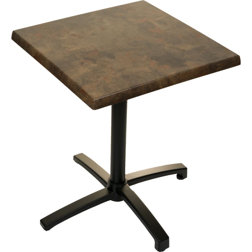 Table pliante EVA RUSTBROWN pied noir 70 x 70 cm