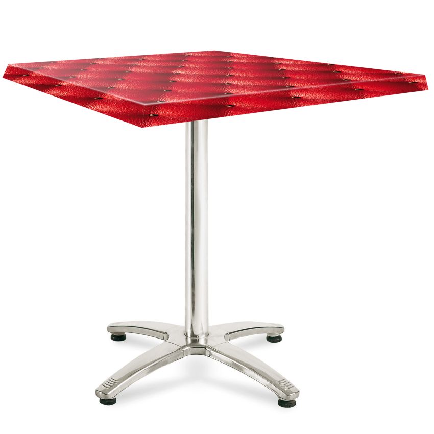 Table Carrée 2 Personnes 70 x 70 x 71 cm Décor Cabaret Rouge