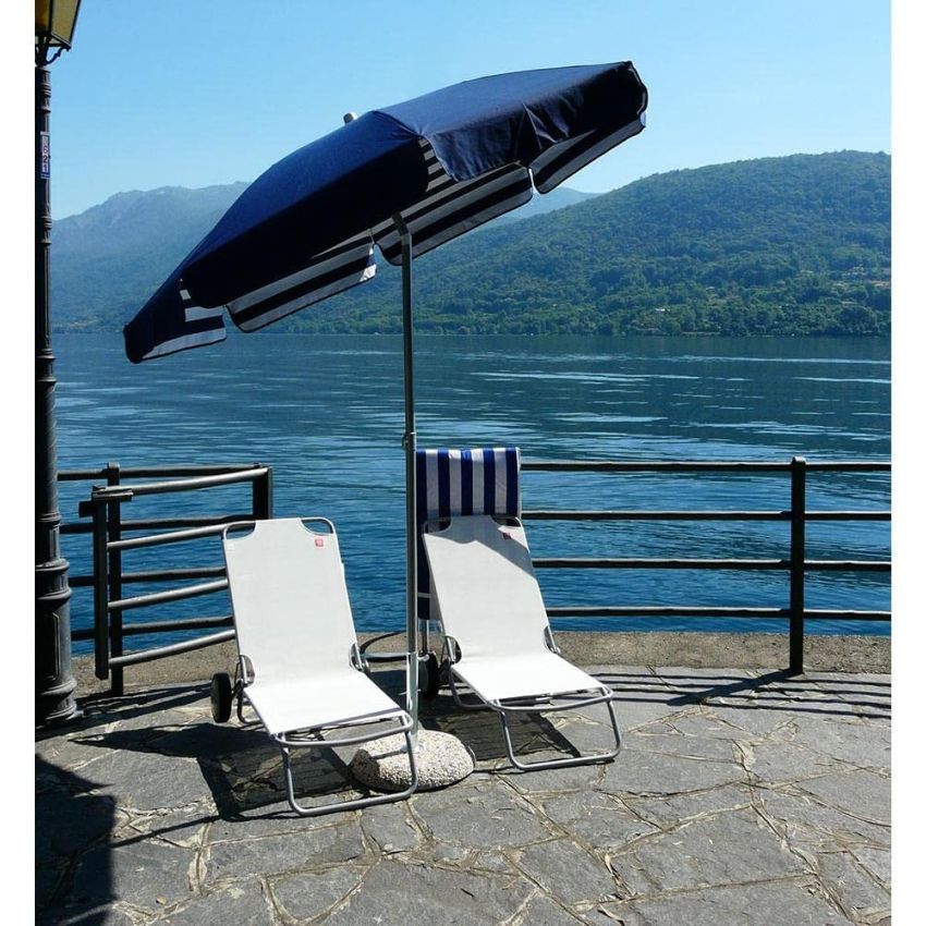 Parasol  VENEZIA Coton 200/8 cm Blanc et Bleu