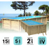 Piscine bois Rectangulaire SASHA 620x320x131cm  Liner Bleu