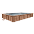Piscine Bois PRESTIGE Rectangulaire SPARK avec Plage immergée + Escalier 620x420x130cm Liner Relief 3D